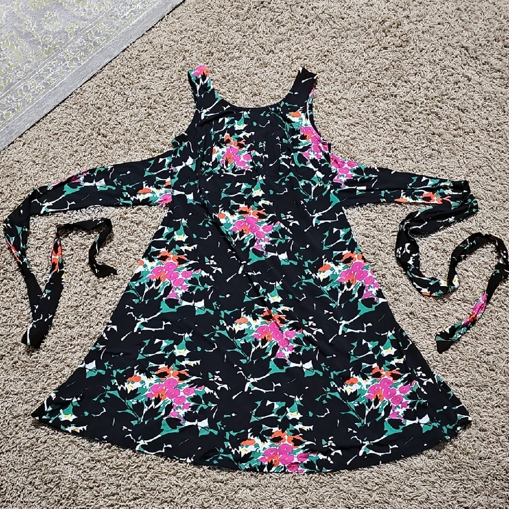 NWOT Leota Maternity Dress Birds and Bees Line Large Stretchy